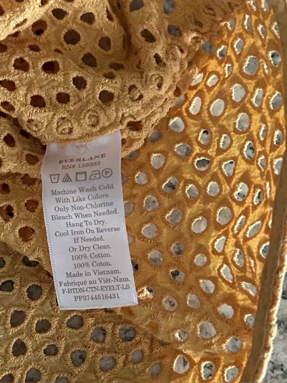 Everlane Golden Hour Cotton Eyelet Lantern Sleeve Top Blouse Size S - Picture 11 of 13